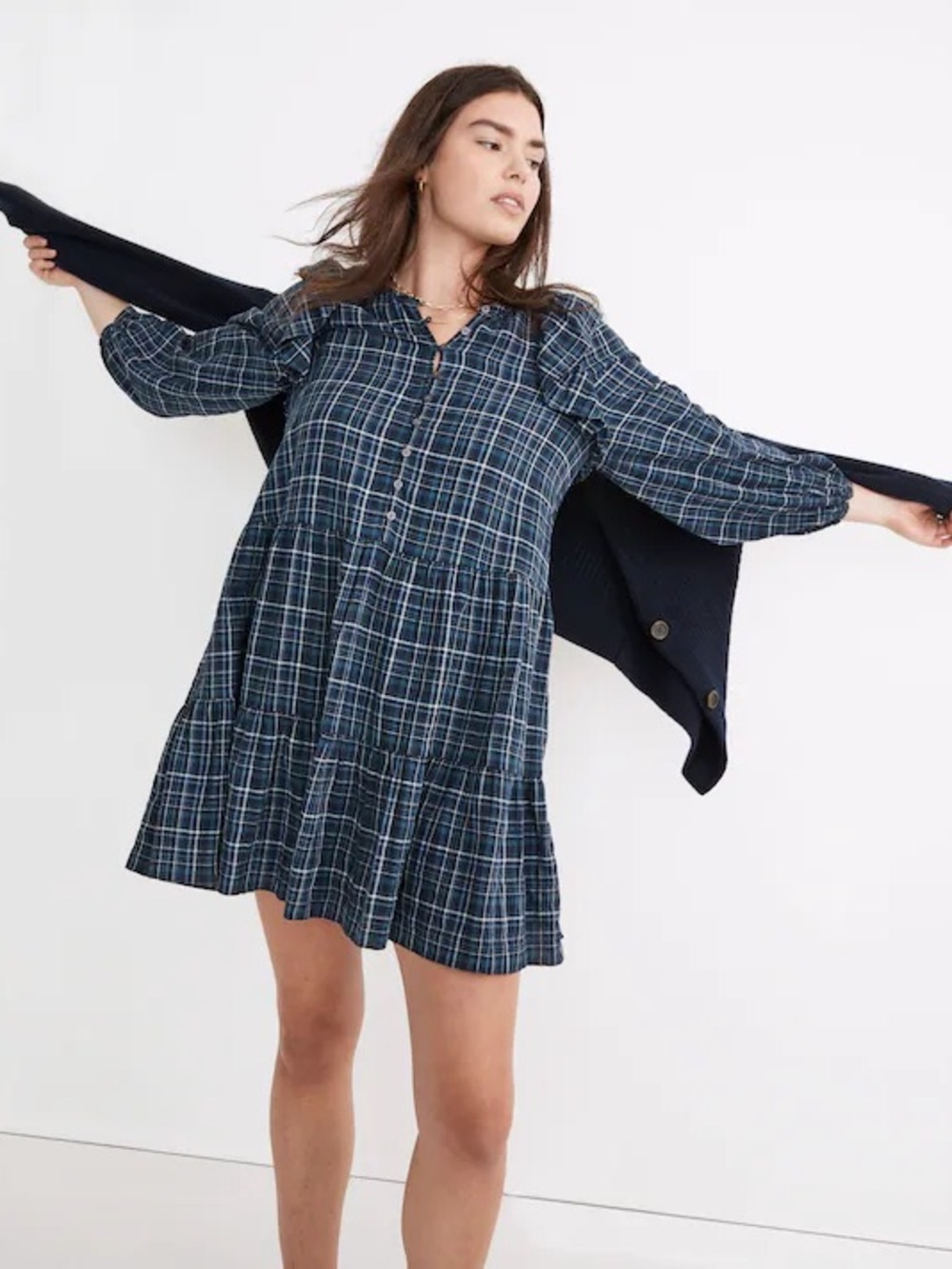 Madewell Gauze Ruffle-Trimmed Mini Dress